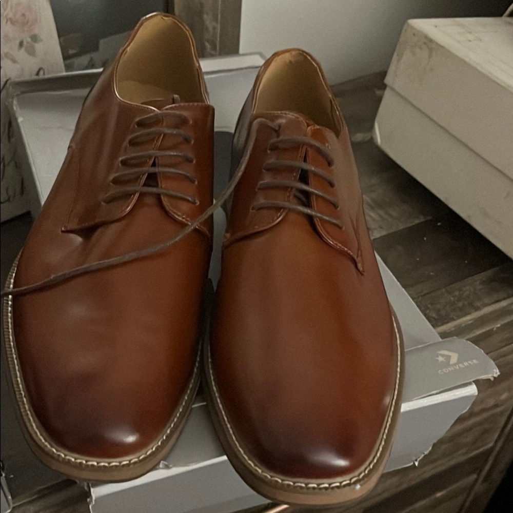 Joseph Abboud Brown Leather Derby Oxfords